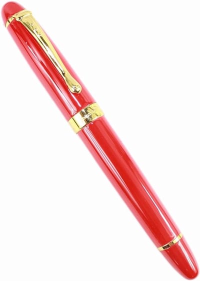 Elegante rollerball pen met gouden ring - felrode inktpen voor professioneel gebruik en schrijven