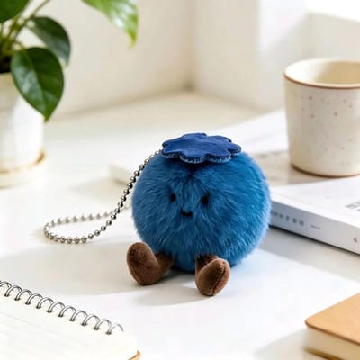 Porte-clés Peluche Myrtille Moelleuse Poupée en Peluche Douce Breloque Sac Téléphone Signifie 'Bloquer la Malchance' Ornement Décoration Maison Cadeau