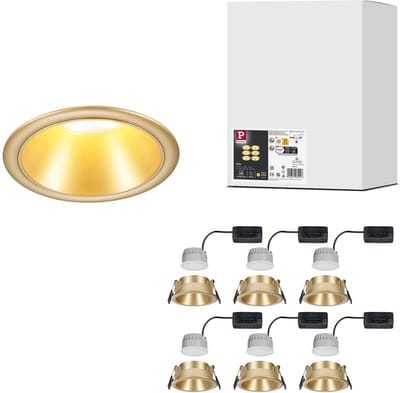LED-inbouwlamp 3-Step-Dim Cole Coin Set van 6 IP44 rond 88 mm Coin 6x6W 6x470lm 230V dimbaar 2700K Goud mat