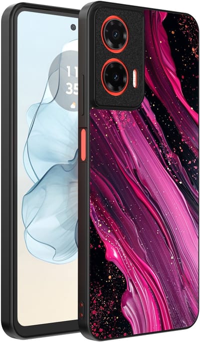 Smartphonica Telefoonhoesje Geschikt voor Motorola Moto G04 - G24 - G24 Power - E14 met marmer opdruk - TPU backcover case marble design - Paars Roze