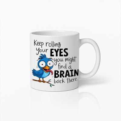 330ml "Blijf Met Je Ogen Rollen" Grappige Vogel Mok – Humoristische Koffie- en Theebeker – Perfect Cadeau voor Sarcastische Vrienden – Duurzame Keramiek
