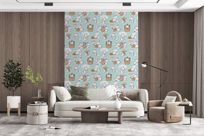Behang - Fotobehang Konijn - Tuin - Patroon - Breedte 195 cm x hoogte 260 cm
