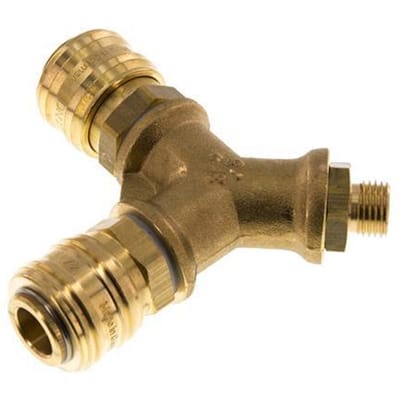 Messing DN 7.2 (Euro) Luchtkoppeling Snelkoppeling G 1/4 inch Buitendraad Wandmontage 2-weg - CLS7-M-B-2W-014
