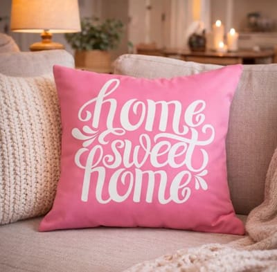 Pink Home Collection Kussenhoes - Quote - Home Sweet Home - 45x45 cm