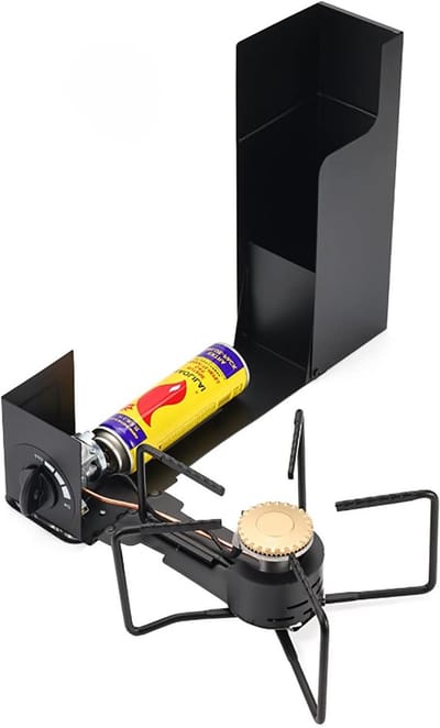 Campingfornuis - Draagbare gasbrander - Buiten koken - Piëzo-ontsteking - 2400 W - Zwart