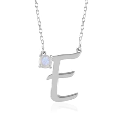 Cavill - Zilveren Halsketting - 925 Sterling Zilver Geplatineerd - Regenboog Maansteen 0,393 ct Rondgeslepen - Modern Verstelbaar Design