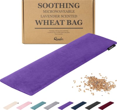 Qomfor Pittenzak met Zachte Fleece Hoes - Langwerpig 48 x 15 cm- Graan & Lavendel Gevuld - Paars