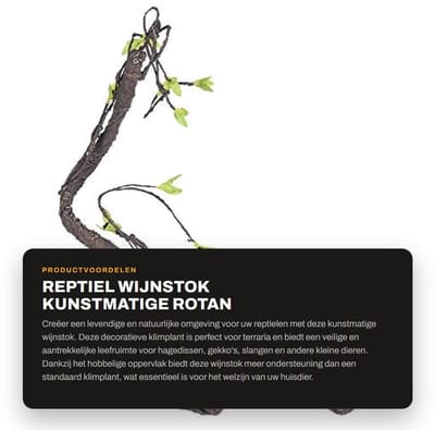 Dailygoods- Terrariumdecor Kunstmatige Rotan Klimtak - Reptiel Wijnstok - Flexibele Beugel - Ondersteuning voor Hagedissen - Privacy voor Reptielen - Verhoogt Eetlust - Reptielenkamer