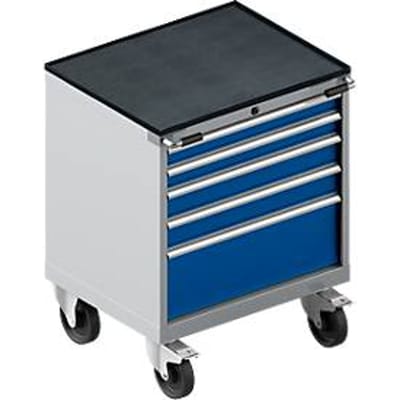 Schäfer Shop Select ladekast met wielen WSK 18-27, 4 laden, tot 200 kg, B 411 x D 572 x H 770 mm, gentiaanblauw/blank aluminiumkleur
