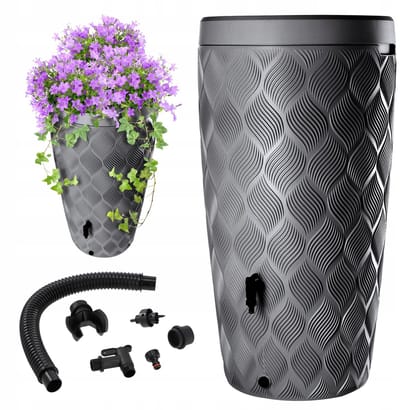 Geargalaxy Regenton met in deksel geïntegreerde plantenbak - Regenwatertank - Regenton - Watervatcontainer - Regenwatertank met kraan - 240L