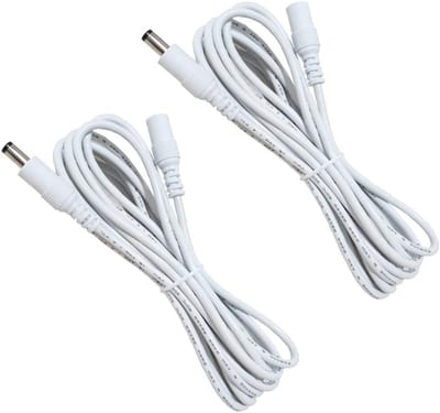 2 stuks 1m DC Verlengkabels 2.5mm x 5.5mm Mannelijk naar Vrouwelijk Wit