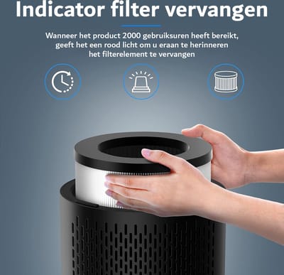 Luchtreiniger - Air Purifier - luchtreinigers met hepa filter - 3 filterniveaus - Air cleaner - Met Aromatherapie - Zwart