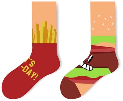 ZOETTT Mismatched friet sokken - Sokken - Leuke sokken - Vrolijke sokken - Mismatched sokken - Food sokken - fastfood sokken
