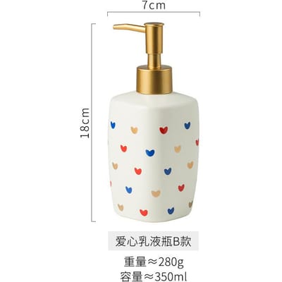 Leuke Zeepdispenser met Hartjesprint Keramische Badkameraccessoires Handdesinfectiemiddel Shampoo Bodywash Lotion Navulbare Pompfles beige