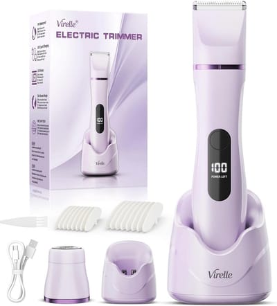 Tondeuse voor dames, zacht scheerapparaat, epilator voor dames, 2-in-1, waterdichte intieme trimmer, voor lichaams- en gezichtshaar, elektrisch scheerapparaat, tondeuse, geschenkset