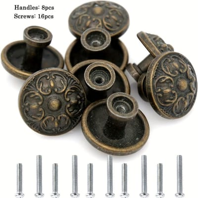 8 stuks Vintage Ladeknopjes, Ronde Commode Knopjes, Kastknoppen, 1,14*0,87 Inch, Voor Nachtkastje, Kast, Lade, Kastknoppen, Met Schroeven 8pcs