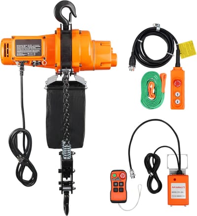 Elektrische Kettingtakel, Hefvermogen van 1000 kg, Hefhoogte 6 meter, Snelheid 2,1 m/min, 230 V Eenfasige Bovenloopkraan met Ketting