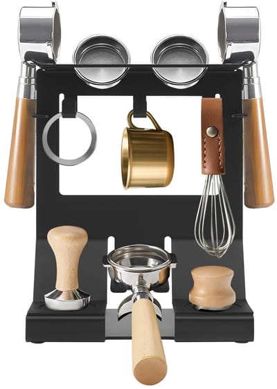 Dailygoods- Tamperstation Hoogwaardig Materiaal - Tampermat - Barista Accessoires - Opbergrek - Stabiele Basis - Zorgvuldig Ontworpen Haken - Koffieopbergrek