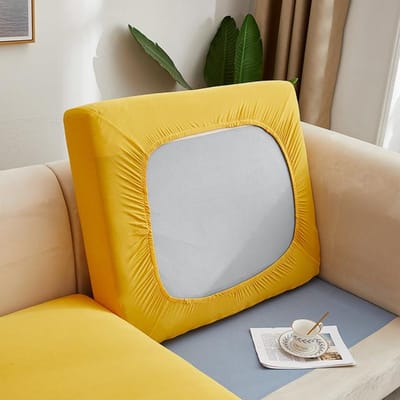 Effen kleur stretch bank zitkussenhoes bankhoezen voor woonkamer verwijderbare elastische stoel stoelhoes meubelbeschermer Back cushion cover geel