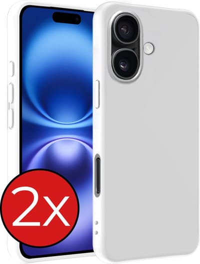Hoesje - 2 Stuks - Geschikt voor Apple iPhone 16 - Sterk & Shockproof - Telefoonhoes - Back Cover - Case Siliconen - Telefoon Hoes - Wit