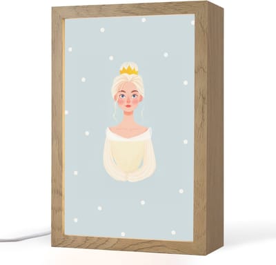 Nachtlampje 20x30 cm - Kinder lampje - Prinses - Kroon - Blauw - Stippen - Tafellamp kinderkamer - Slaapkamer lamp - Bedlamp kinderen - Kinderlampje stopcontact - Wandlamp babykamer - Nachtlampjes