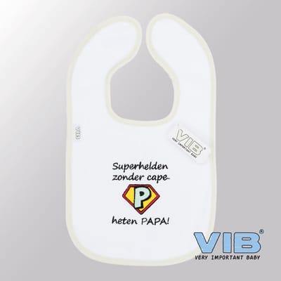 VIB® - Slabbetje Luxe velours - Superhelden zonder cape heten papa (Wit-Mint) - Babykleertjes - Slabbetjes - zwangerschap aankondiging - baby aankondiging