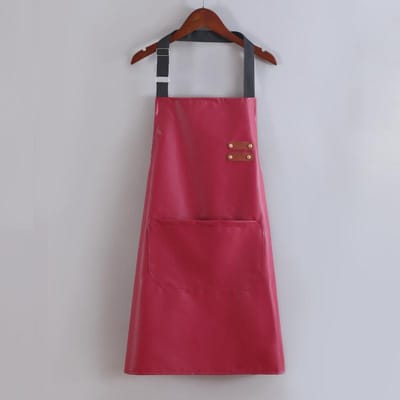 Tablier en cuir PU imperméable et résistant à l'huile, vêtements de travail de cuisine, nettoyage de la maison, tablier unisexe sans manches réglable rouge