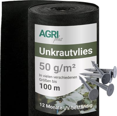 Hoogwaardig onkruiddoek 0,80 x 25 m - 100 haringen - waterdoorlatend en scheurvast