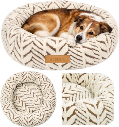 Dogeste RUMI M - Hondenmand 60 cm - Rond - Voor kleine honden en katten - Antislip - Wasbaar - Beige