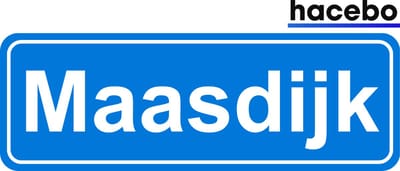 Hacebo - Plaatsnaam Sticker - 29x10 CM - Maasdijk sticker - Verkeersborden sticker - grappige cadeaus - Maasdijk