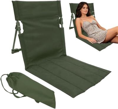 Thijox - Waterdichte Strandstoel met Verstelbare Rugleuning, Opvouwbare en Draagbare Strandmat met Rugleuning en Opbergtas voor Camping, Strand, Vakan