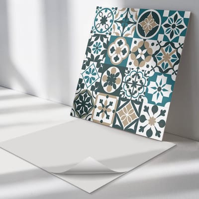 Wallfluent Vinyl Tegels - tegelpatronen in Lay-Out Zelfklevende PVC Tegels - 30 cm x 30 cm - Groente Vinyl Tegels - Set van 9 - Vierkant PVC Tegels - Texturen Plaktegels - Vinyl Vloer Tegels - Plaktegels Keuken en Badkamer