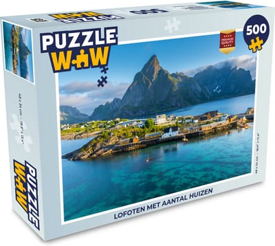 Puzzel Lofoten met aantal huizen - Legpuzzel - Puzzel 500 stukjes