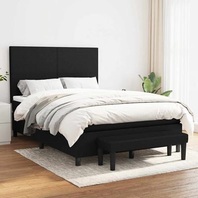 vidaXL - Boxspring - met - matras - stof - zwart - 140x190 - cm