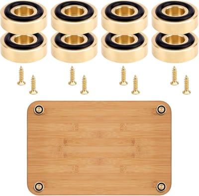 Audio-isolatievoetjes - Voetjes voor snijplanken - Goudkleurige antislip-accessoireset - Inclusief antislipmatjes, siliconenrubberen voetjes en schroeven - 8-delige set - Geschikt voor keukenmeubilair, stoelen, kasten en elektronische apparaten