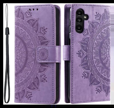 Mandala Book Case Geschikt voor Samsung Galaxy A56 - Hoesje met Pasjeshouder Paars
