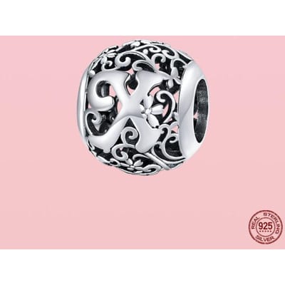 Nieuwe Aankomst 925 Sterling Zilveren Hanger Ronde Vorm A tot Z Letter Bedels Kraal Past Originele Armband Ketting Sieraden gray