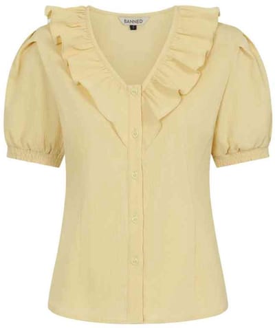 Banned - Fran Frill Blouse - S - Roze