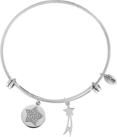 CO88 Collection Sense 8CB 20003 Stalen Armband met Hangers - Zirkonia Ster en Komeet - One-size - Zilverkleurig