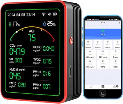 Fijnstofmeter - co2 Meter - Fijnstof Meter voor Binnenshuis - Luchtkwaliteitsmeter - Luchtmonitor