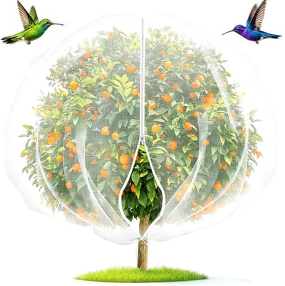 Plantenbeschermingsnet - Fijnmazig insectennet voor fruitbomen en moestuin - Duurzaam vogelnet met rits en trekkoord - Wit - 1.2 x 1.8m