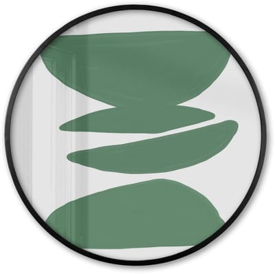 Poster in lijst Rond - Fotolijst 60x60 cm - Posters - Abstract - Groen - Vormen - Modern - Ronde posterlijst zwart - Decoratie - Wanddecoratie woonkamer - Muurdecoratie slaapkamer