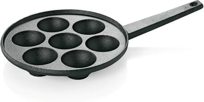 Poffertjespan Gietijzer - Takoyaki Pan - Kleine Pannenkoekjes Maken - Zeven Mini Vormpjes - 20.5 cm Diameter - Zwart