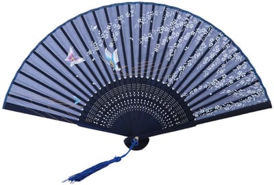 Opvouwbare Waaier Japanse Vintage Stijl Handgemaakt Vlinder Papierwaaier Decoratie (Blauw)