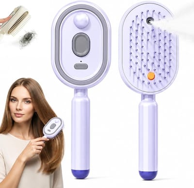 VHV - Stijlborstel - Elektrische haarborstel - Massageborstel - Stoomborstel - Oplaadbaar - Anti-frizz - Met sprayfunctie - Voor elk haartype - Paars