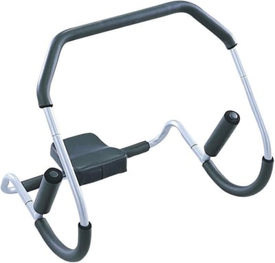Buikspiertrainer - Ab roller - Core training - Gevoerde hoofdsteun - 450 g handgrepen - Grijs zwart