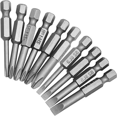 Set van 10 Magnetische Schroevendraaier Bits 1/4 Inch Hex Shank - Plat en Phillips - S2 Staal voor Elektrische Schroevendraaiers (50mm Lengte)