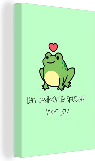 Canvas Schilderij Beterschap - Quotes - Kikker - Opkikker - 20x30 cm - Wanddecoratie