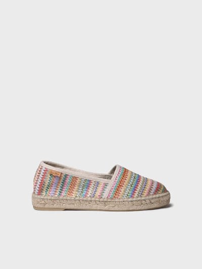 Platte espadrilles voor dames van veelkleurig raffia | ALMA-MH
