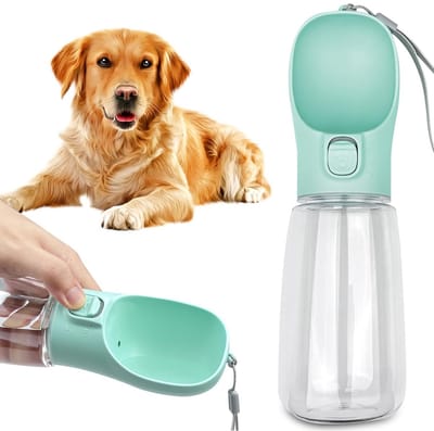TOVBMUP 550ml Huisdierwaterfles - Draagbaar - Reiswaterfles - Met riem - Drinkwaterfles voor buiten - Geschikt voor katten en honden
